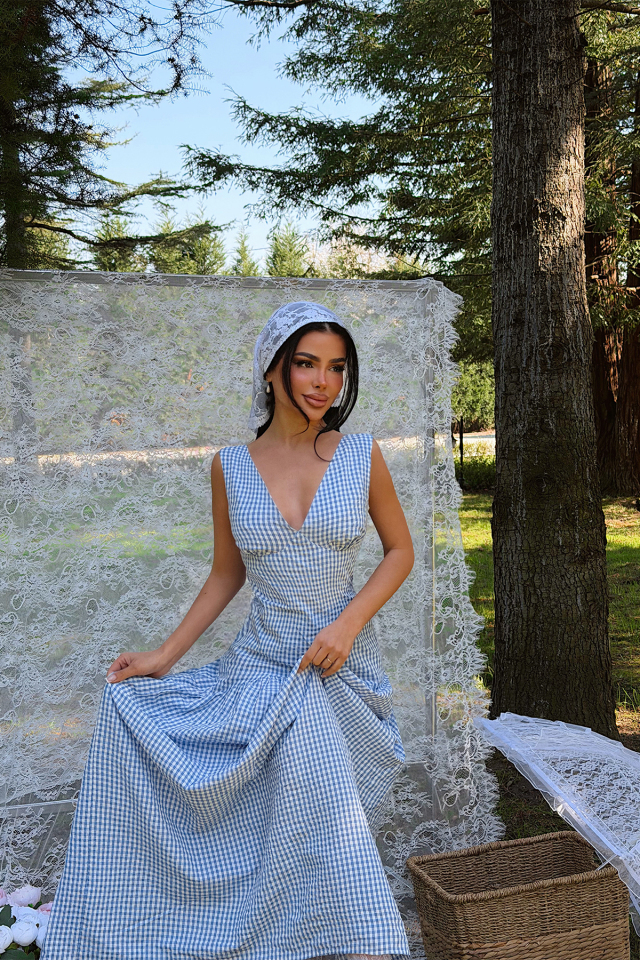 Mavi Plaid Elbise