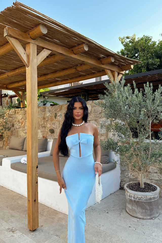 Mavi Straplez Elbise ATE-1402 - EYYO