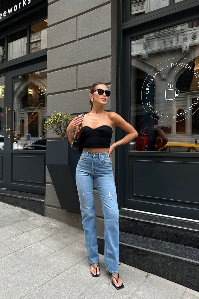 Mavi Yüksek Bel Jean ATE7121