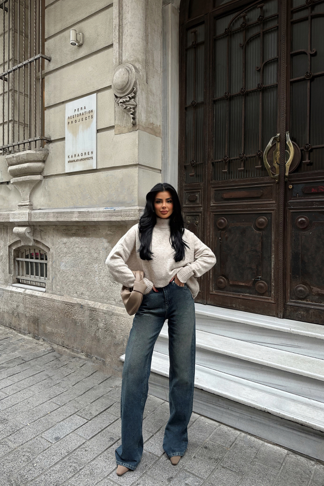 Mavi Yüksek Bel Jean ATE-0698