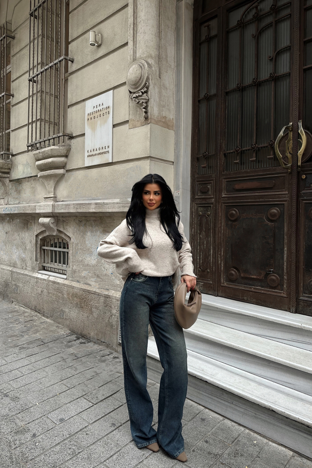 Mavi Yüksek Bel Jean ATE-0698