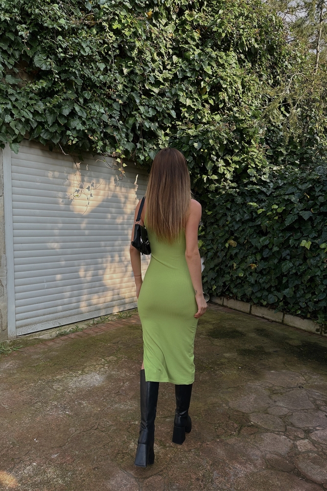 Mint Green Slit Detail Long Dress ATE4307