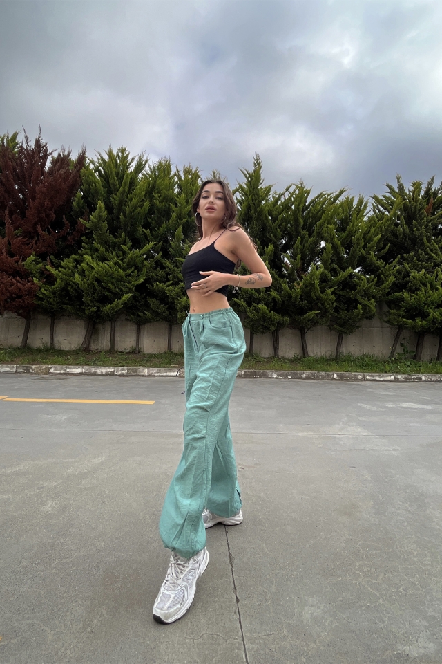 Mint Yeşili Bağlamalı Pantolon ATE6692