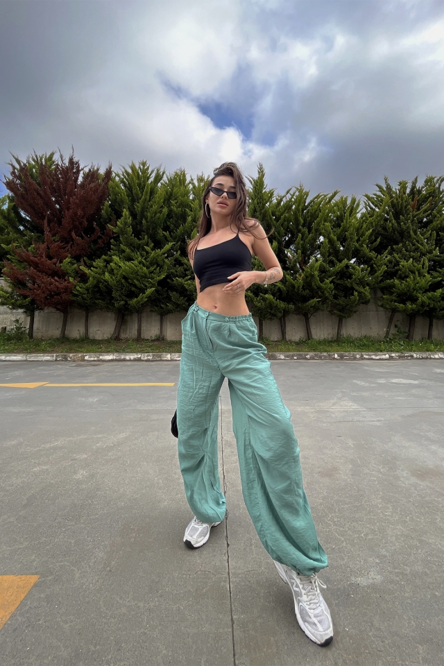 Mint Yeşili Bağlamalı Pantolon ATE6692