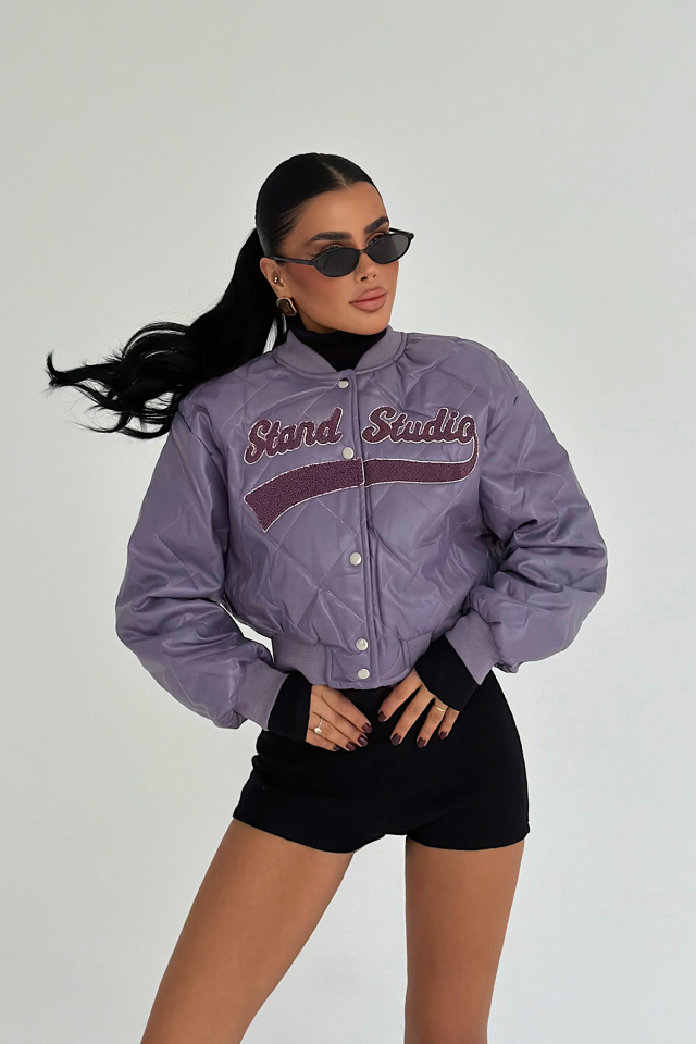 Mor Standy Bomber Ceket ATE-3815