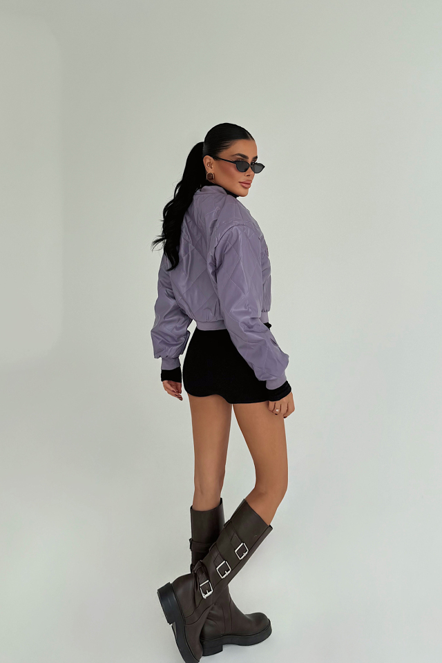 Mor Standy Bomber Ceket ATE-3815