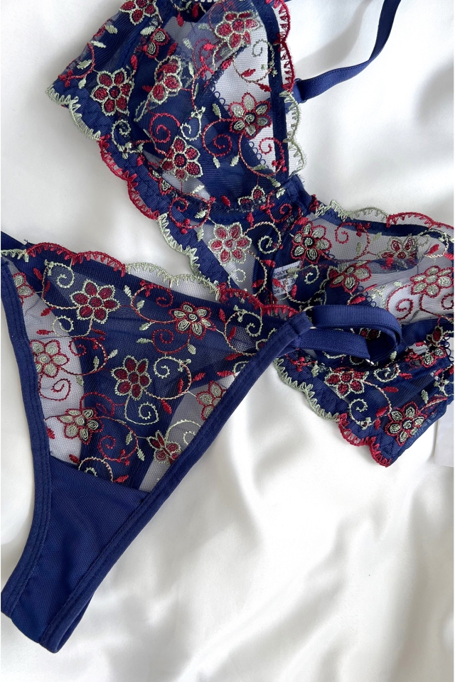 Navy Blue Flower Balenli Set ATE4463 - EYYO
