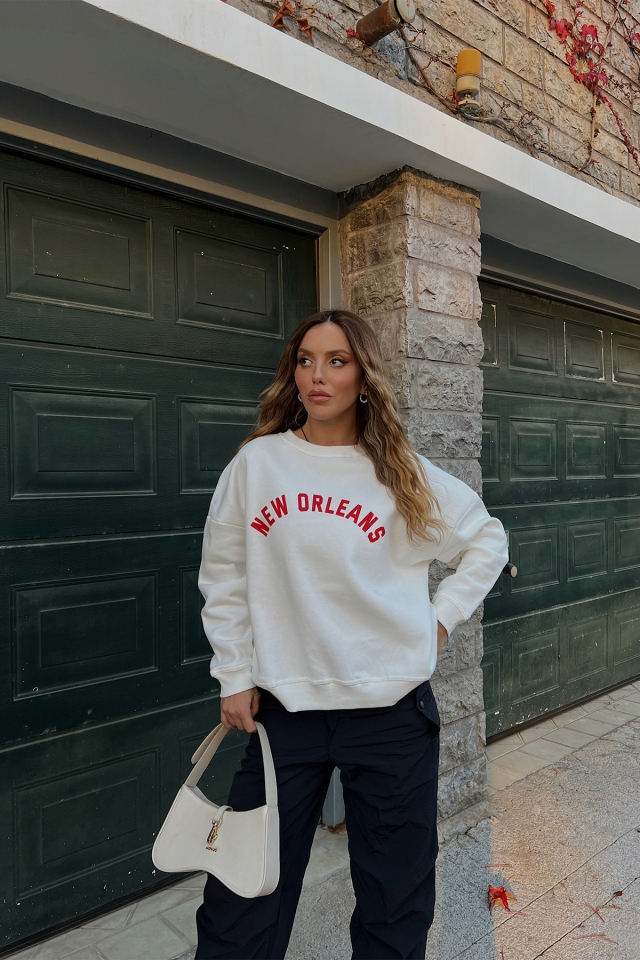 New Orleans Baskılı Oversize Sweat ATE2550 - EYYO