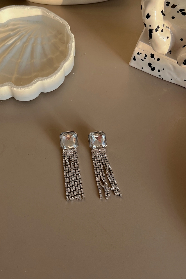 Parlak Taş Detay Sallantılı Küpe AK15