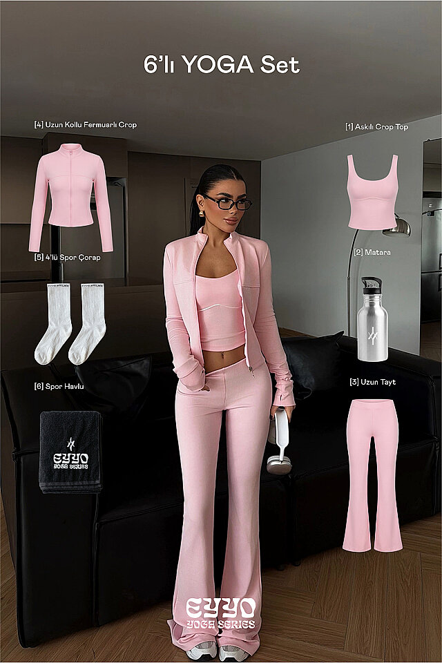 Pembe 6'lı Yoga Set