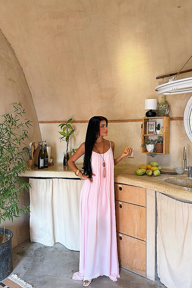 Pembe Askılı Basic Elbise