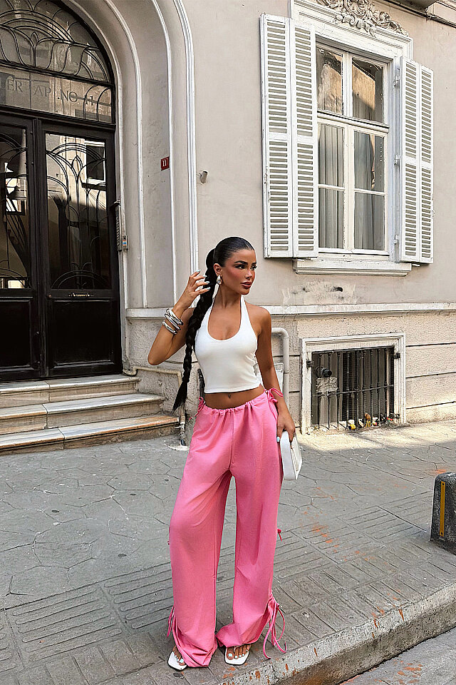 Pembe Bağlamalı Pantolon