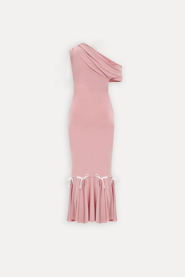 Pembe Bogen Fiyonklu Elbise ATE-1684