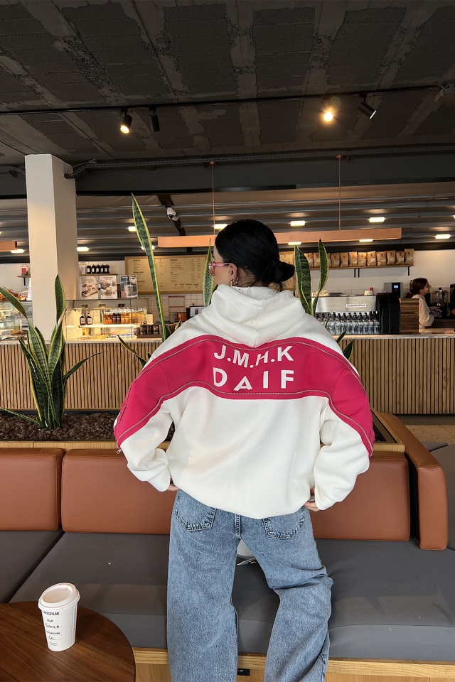 Pembe Fermuar Detay Kapşonlu Sweat ATE2602 - EYYO