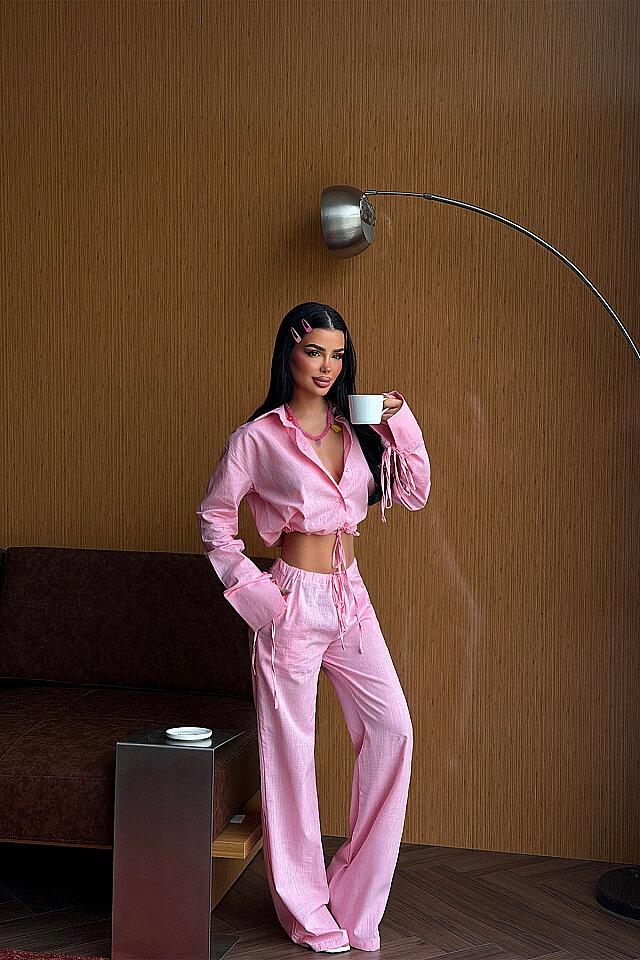 Pembe Gömlek Pantolon Takım