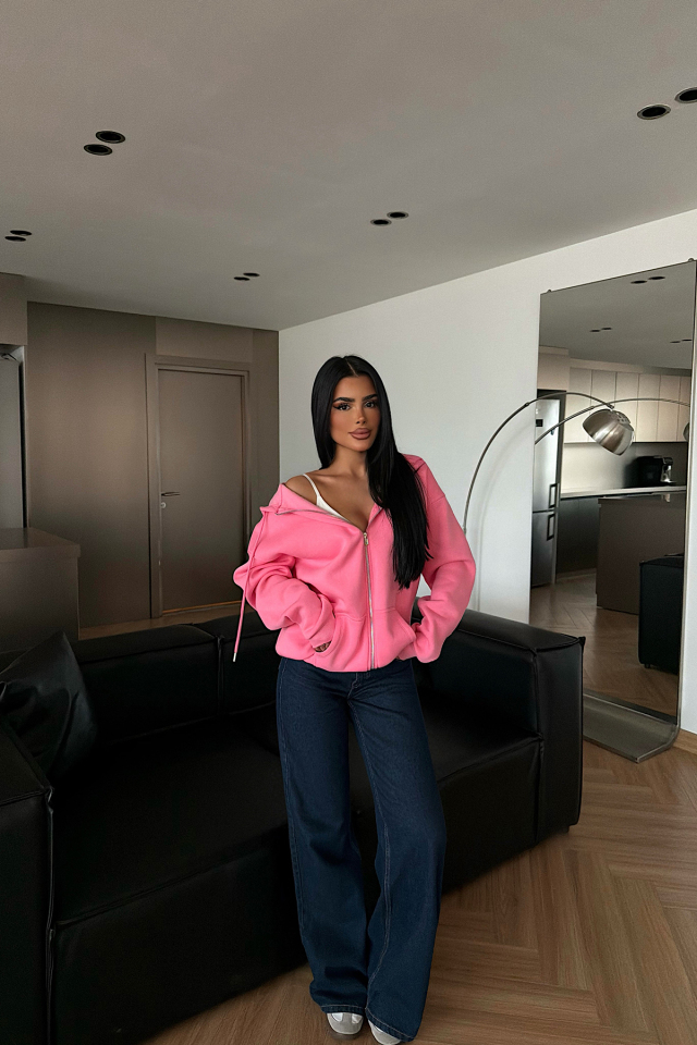 Pembe Medias  Kapüşonlu Hırka ATE-4862