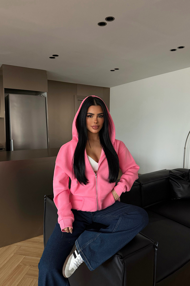 Pembe Medias  Kapüşonlu Hırka ATE-4862