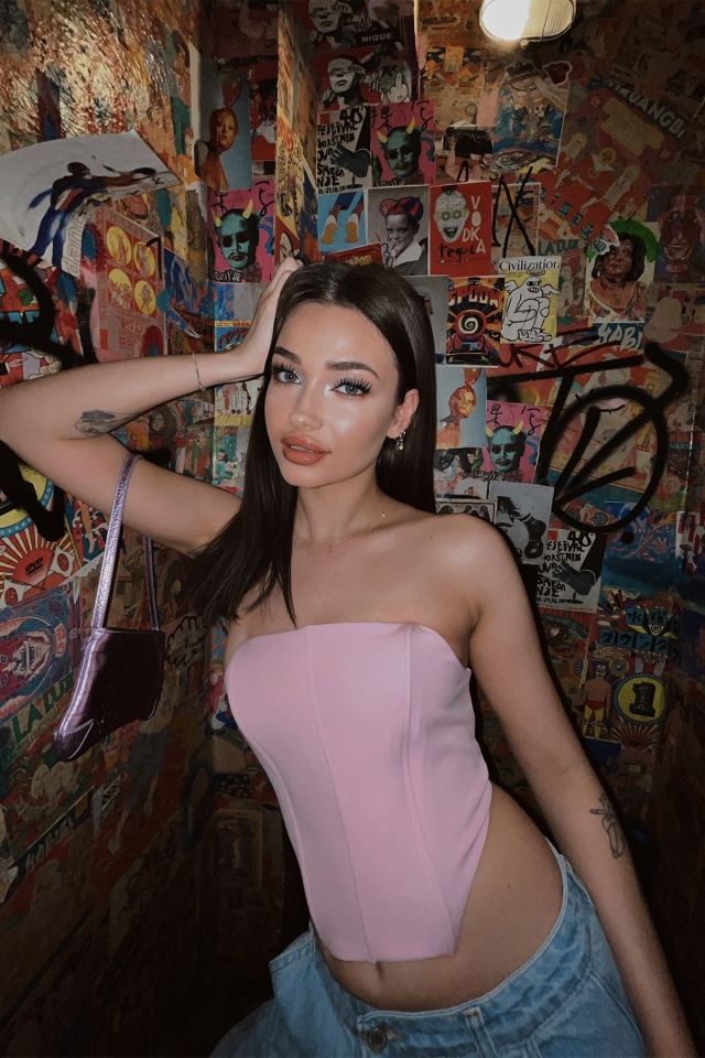 Pembe Sırt Detay Crop Top ATE4194