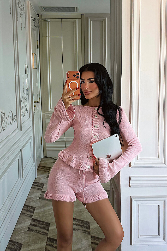 Pembe Soft Knit Takım