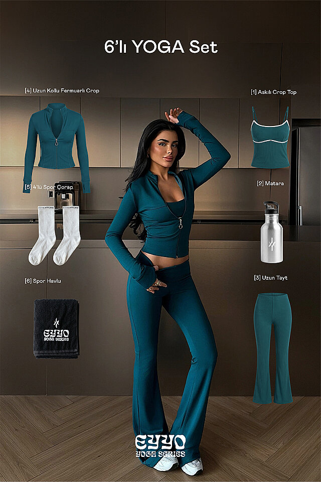Petrol Yeşili 6'lı Yoga Set