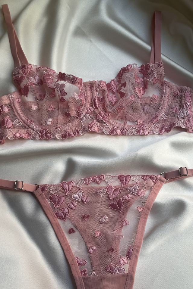 Pink Heart Detailed Underwear ATE-1677