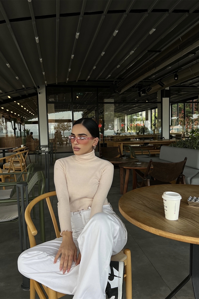 Pudra Boğazlı Triko Kazak ATE3494 - EYYO