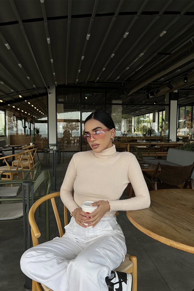 Pudra Boğazlı Triko Kazak ATE3494