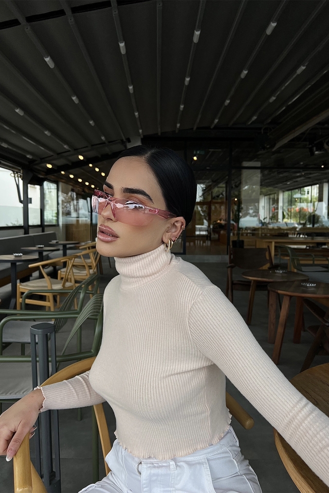 Pudra Boğazlı Triko Kazak ATE3494