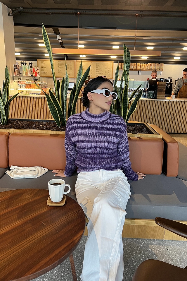Purple Neck Detail Sweater ATE1974