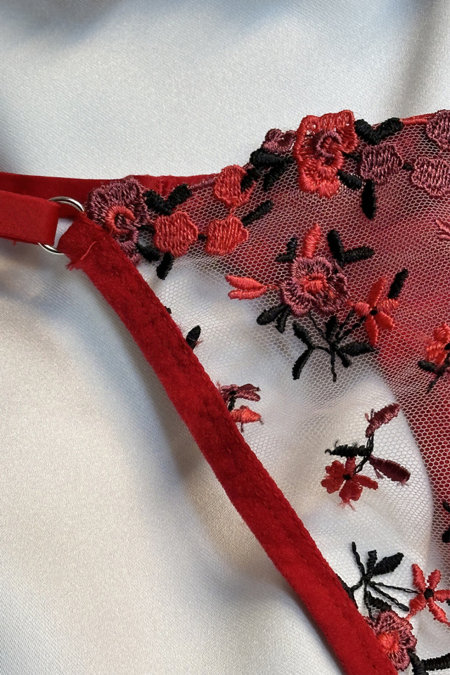 Red Flower Detail Underwear ATE-1678