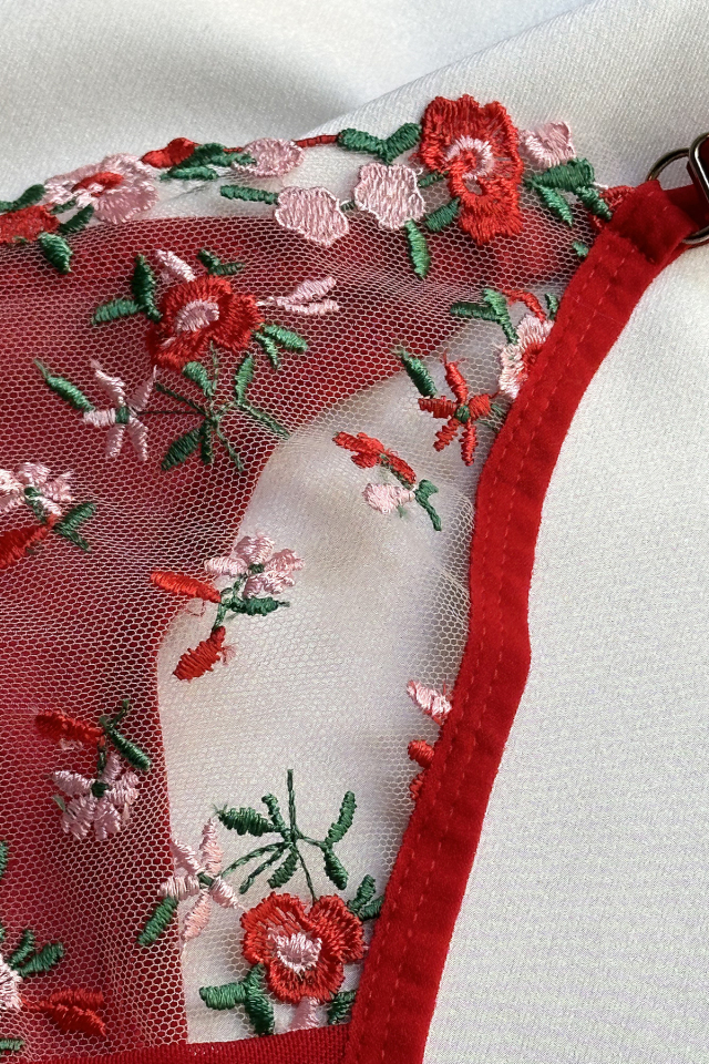 Red Flower Detail Underwear ATE-1681