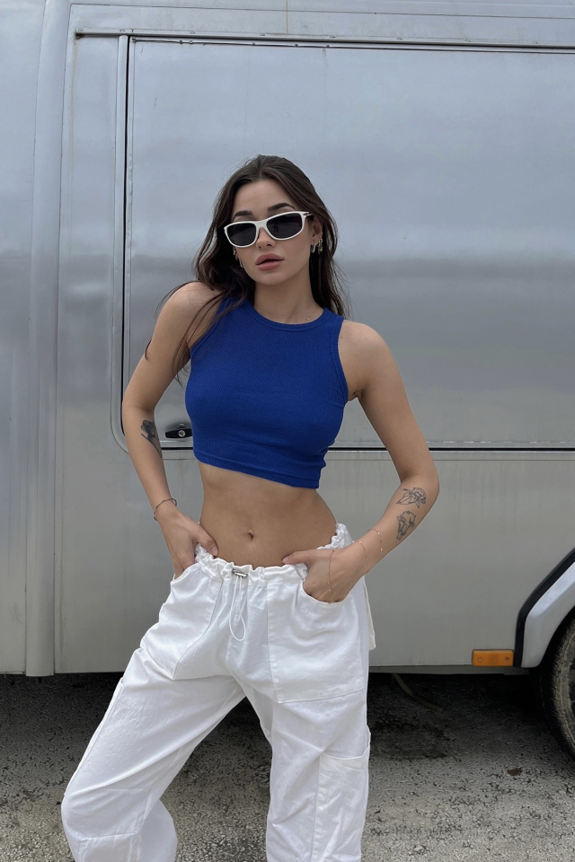 Saks Basic Crop Top ATE6491 - EYYO