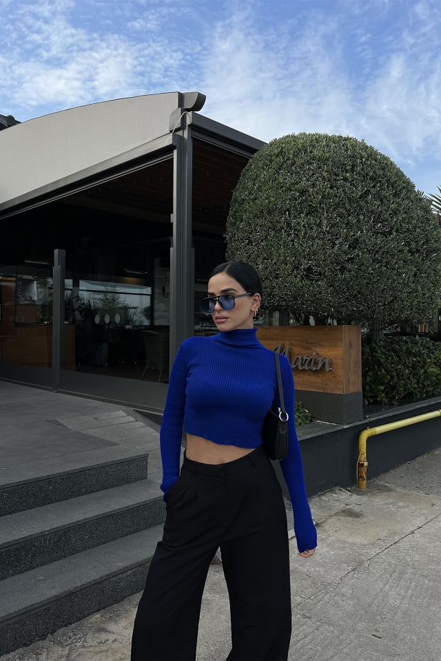 Saks Boğazlı Triko Kazak ATE2813