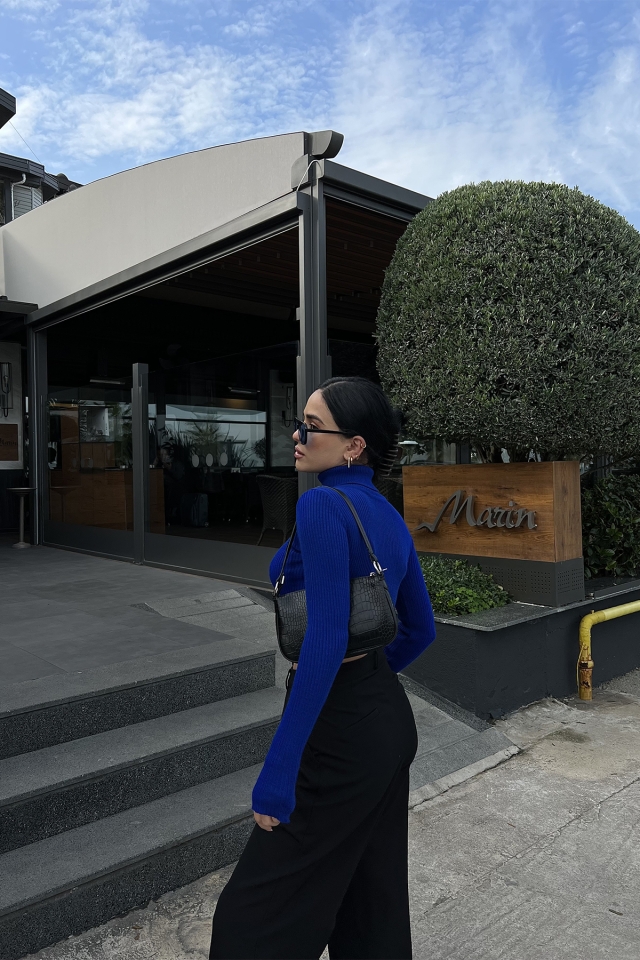 Saks Boğazlı Triko Kazak ATE2813