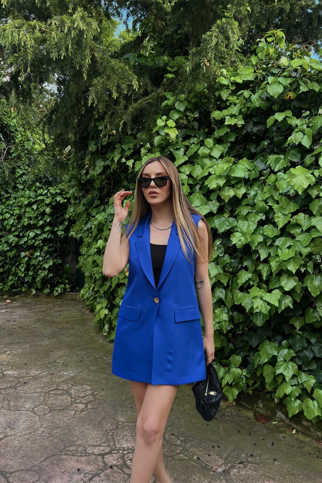Saks Cep Detay Önü Düğmeli Yelek ATE6633