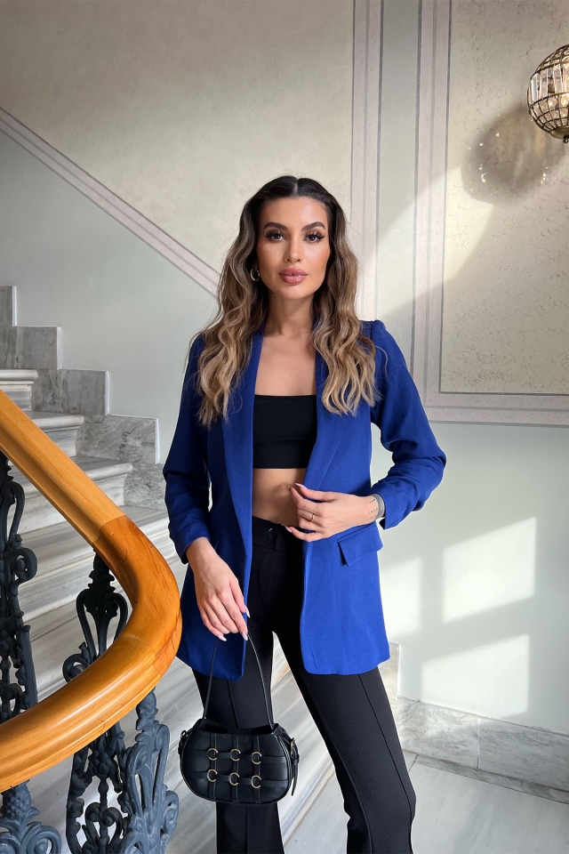 Saks Double Breasted Collar Blazer Jacket ATE4359