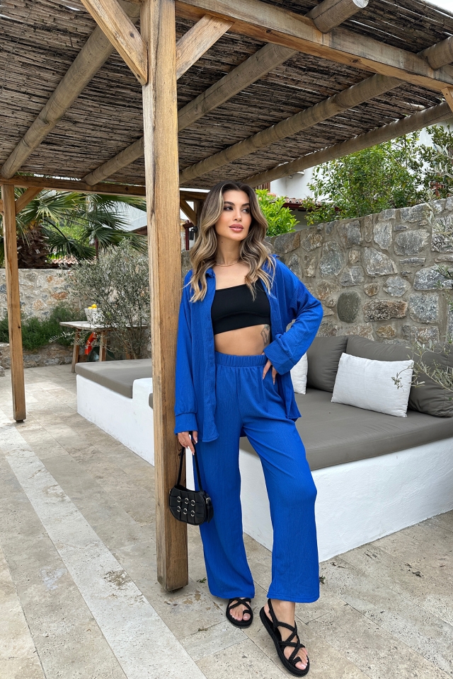 Saks Önü Düğmeli Pantolonlu Takım ATE6397 - EYYO