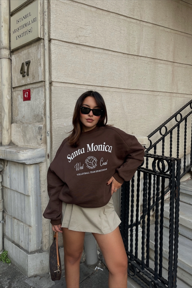 Santa Monica Baskılı Sweat ATE2371 - EYYO