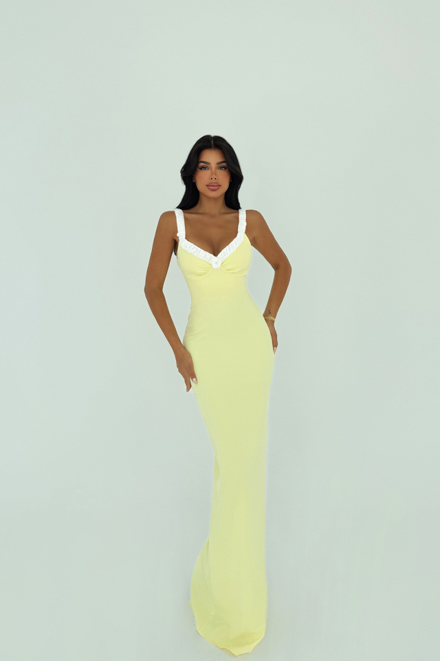 Sarı Cordelia Uzun Elbise ATE-3019