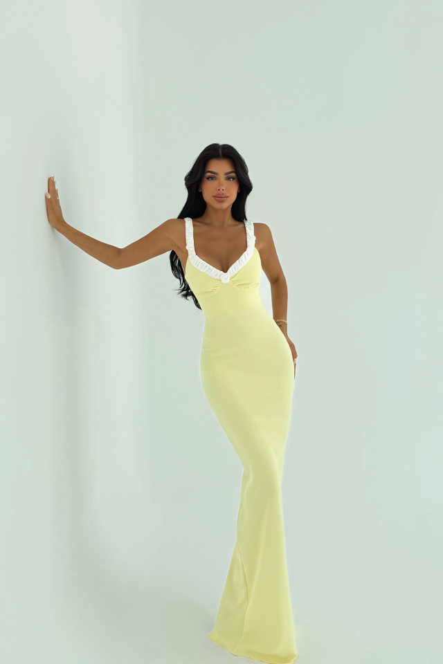 Sarı Cordelia Uzun Elbise ATE-3019