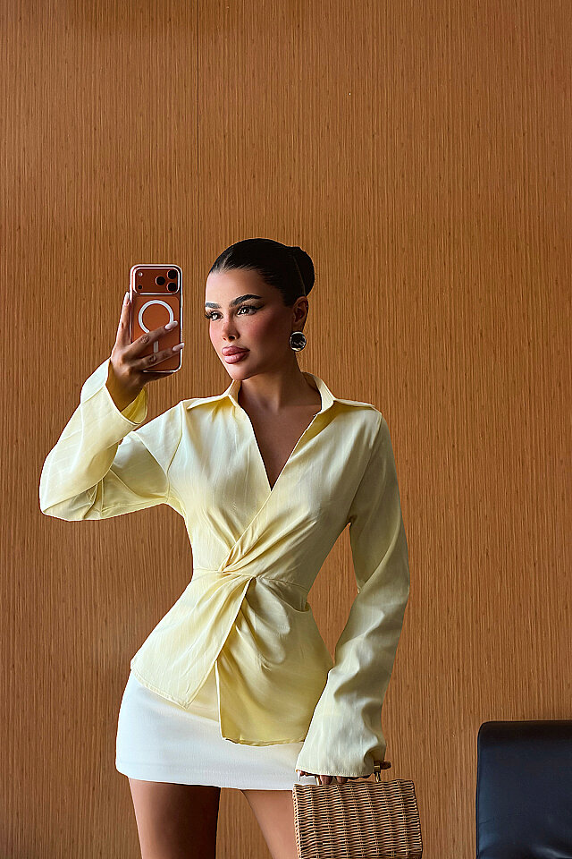 Sarı Twist Fit Gömlek