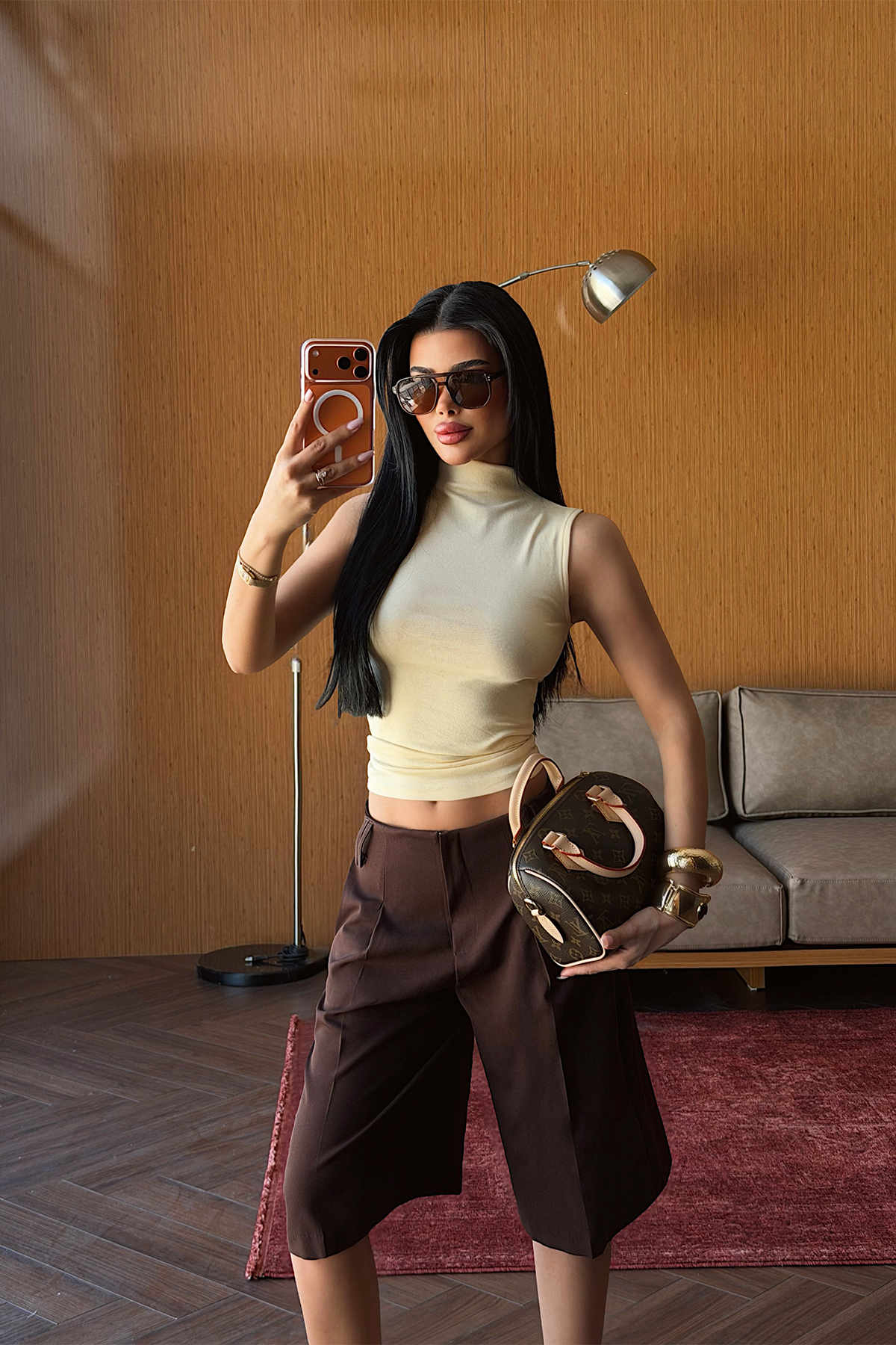 Sarı Basic Crop Top ATE-5136