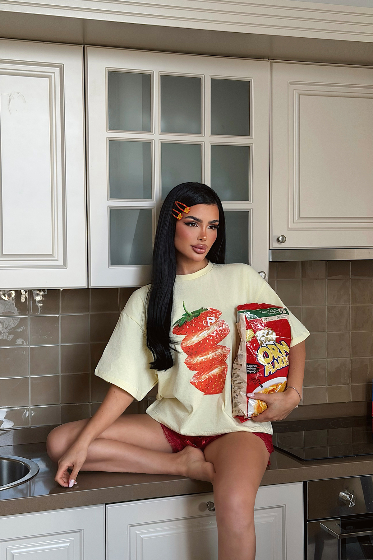 Sarı Stroberi Tshirt ATE-5270