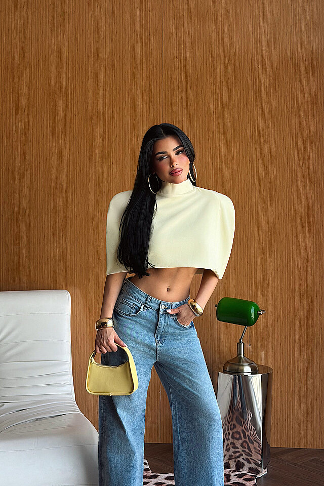 Sarı Suuti Crop Bluz