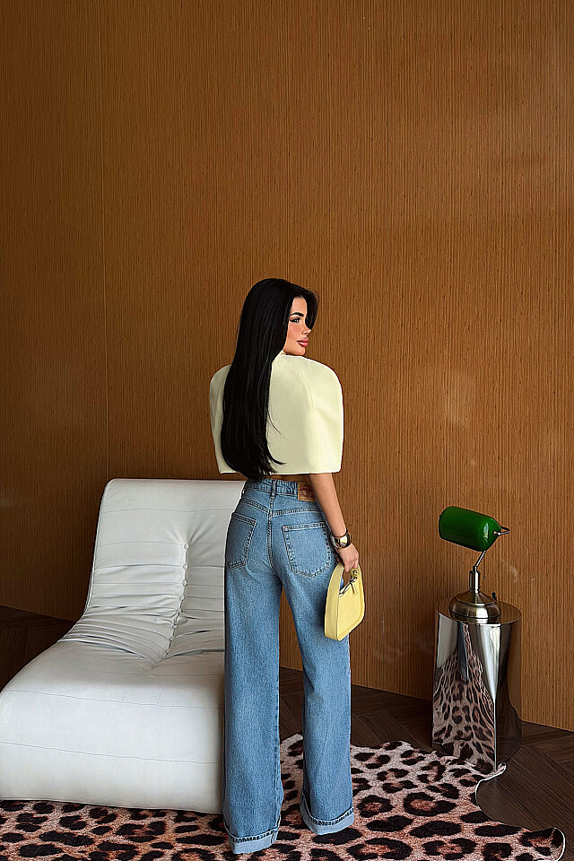 Sarı Suuti Crop Bluz