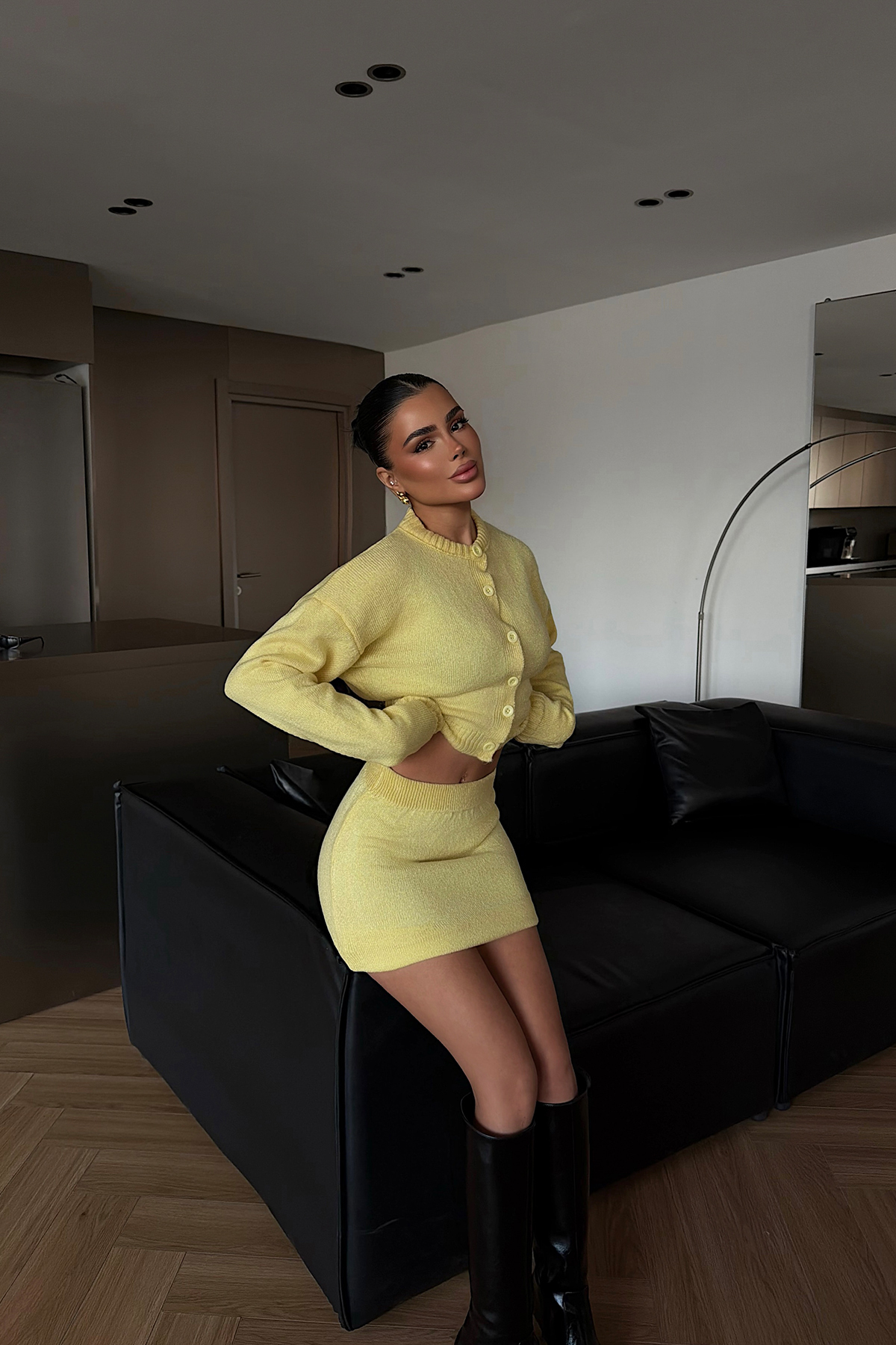 Sarı Kourty triko takım ATE-4629