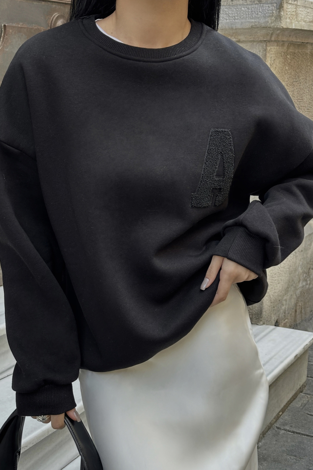 Siyah A Nakışlı Sweat ATE-0705