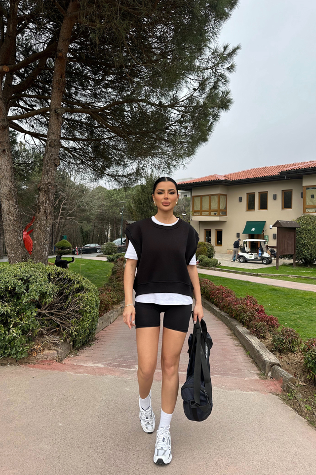 Siyah Alıce Sıfır Kol Sweat ATE-0694