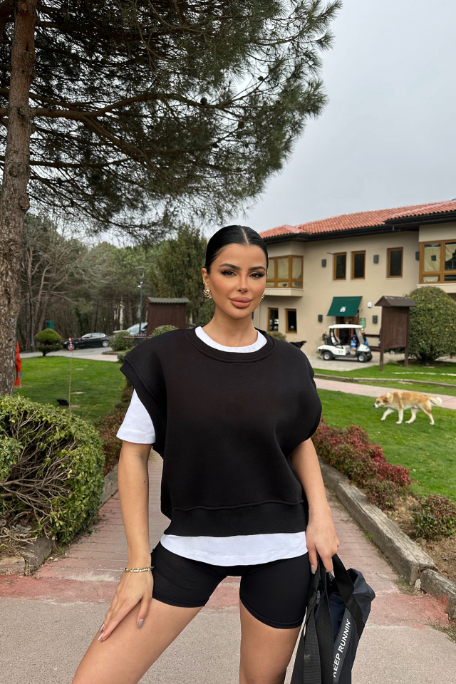 Siyah Alıce Sıfır Kol Sweat ATE-0694 - EYYO