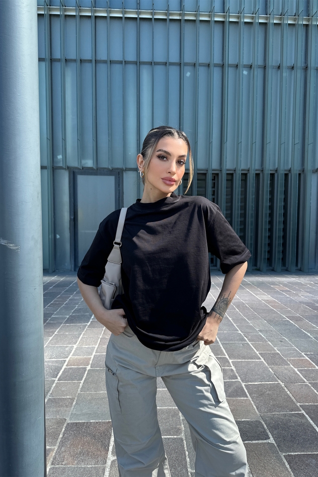 Siyah Arkası Baskılı Tişört ATE6071 - EYYO ATELIER